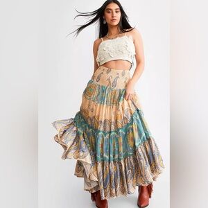 Free People Blue Sky Combo Convertible Maxi Skirt–Size Small brand new with tag